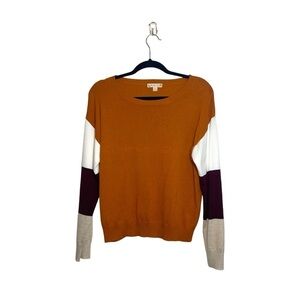 Dry Goods Orange Color Block Sleeve Pullover Sweater Medium Women’s
